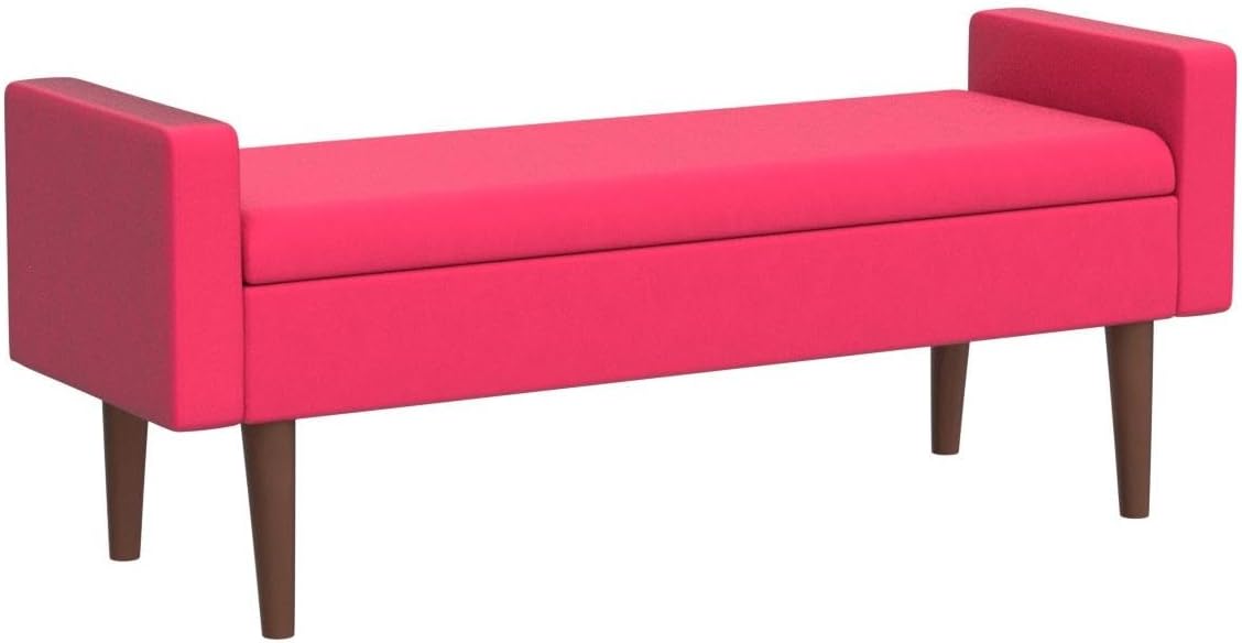 Pink Velvet Storage Ottoman Bench N9902