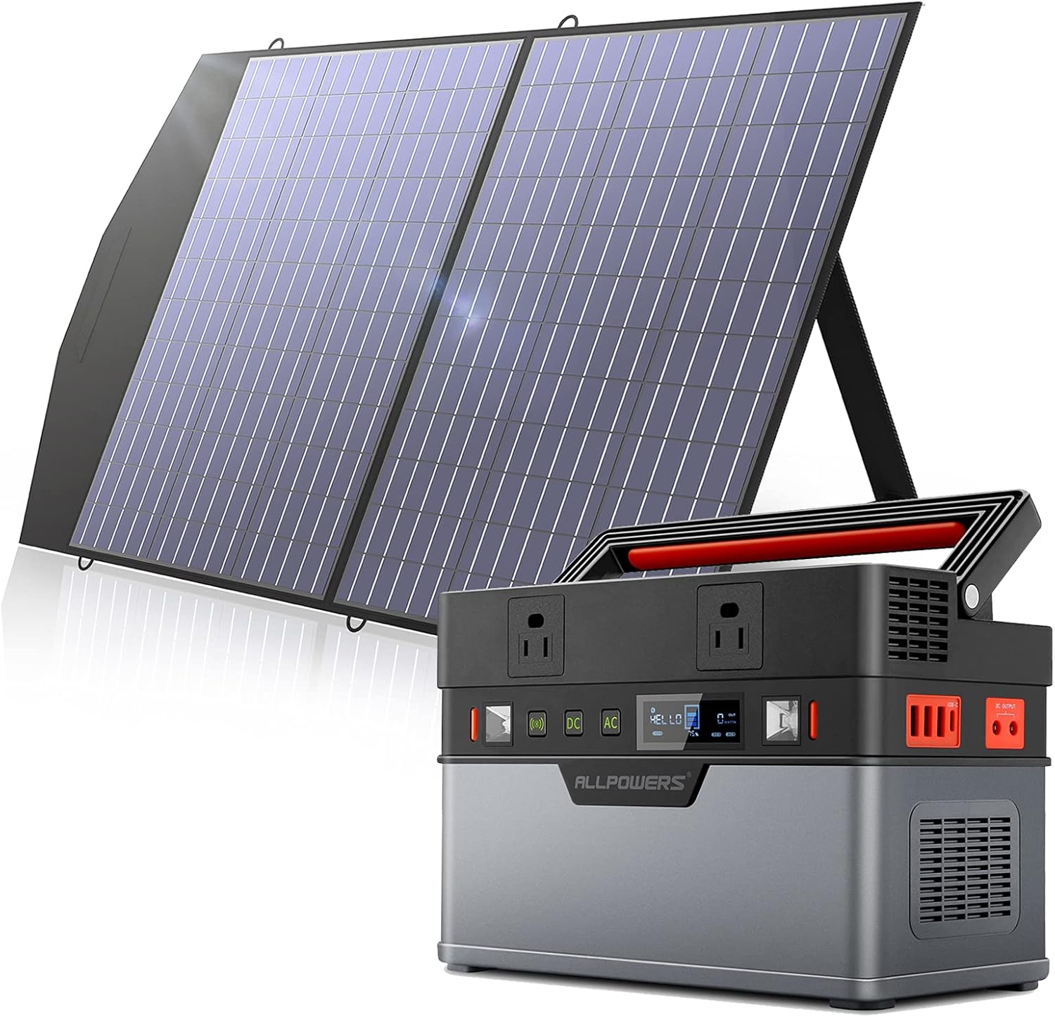 Portable Power Station 500W 606Wh 164000mAh Backup Battery with 2 AC Outlets E1949