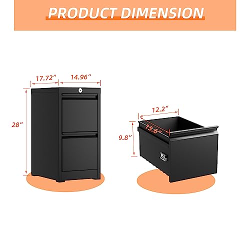 3 Drawer Metal File Cabinet with Lock, Black M650152