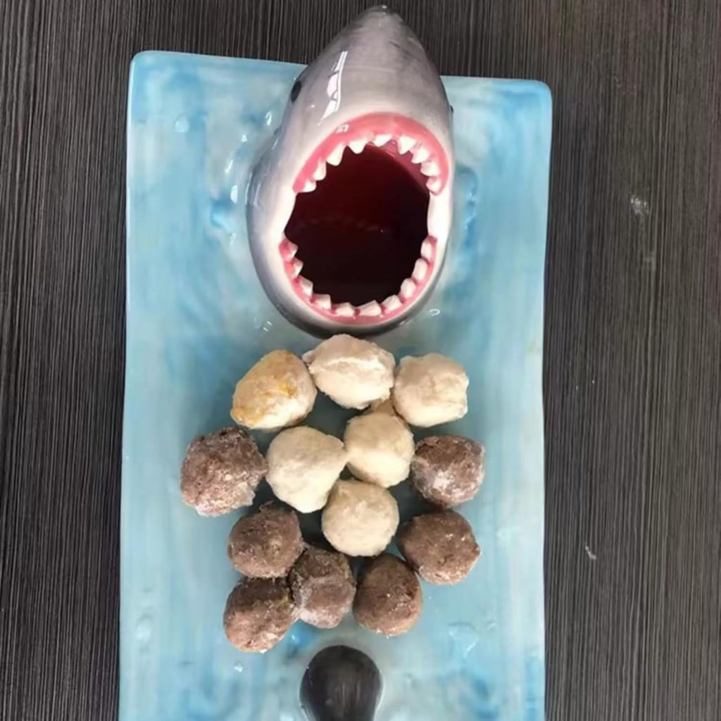 Shark Ceramic Sushi Plate with Soy Sauce Bowl and Chopstick Holder V4057