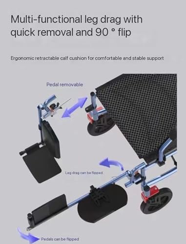 Reclining High Back Manual Wheelchair with Adjustable Leg Rest and Reversible Foot Pedal S35468