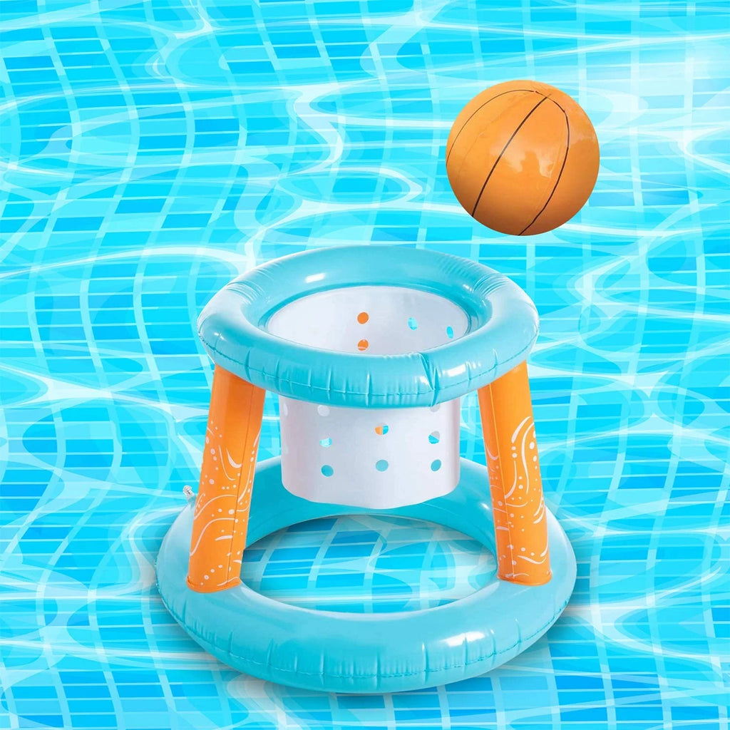 Light Blue Inflatable Pool Volleyball Set with 2 Balls and Basketball Hoops U792