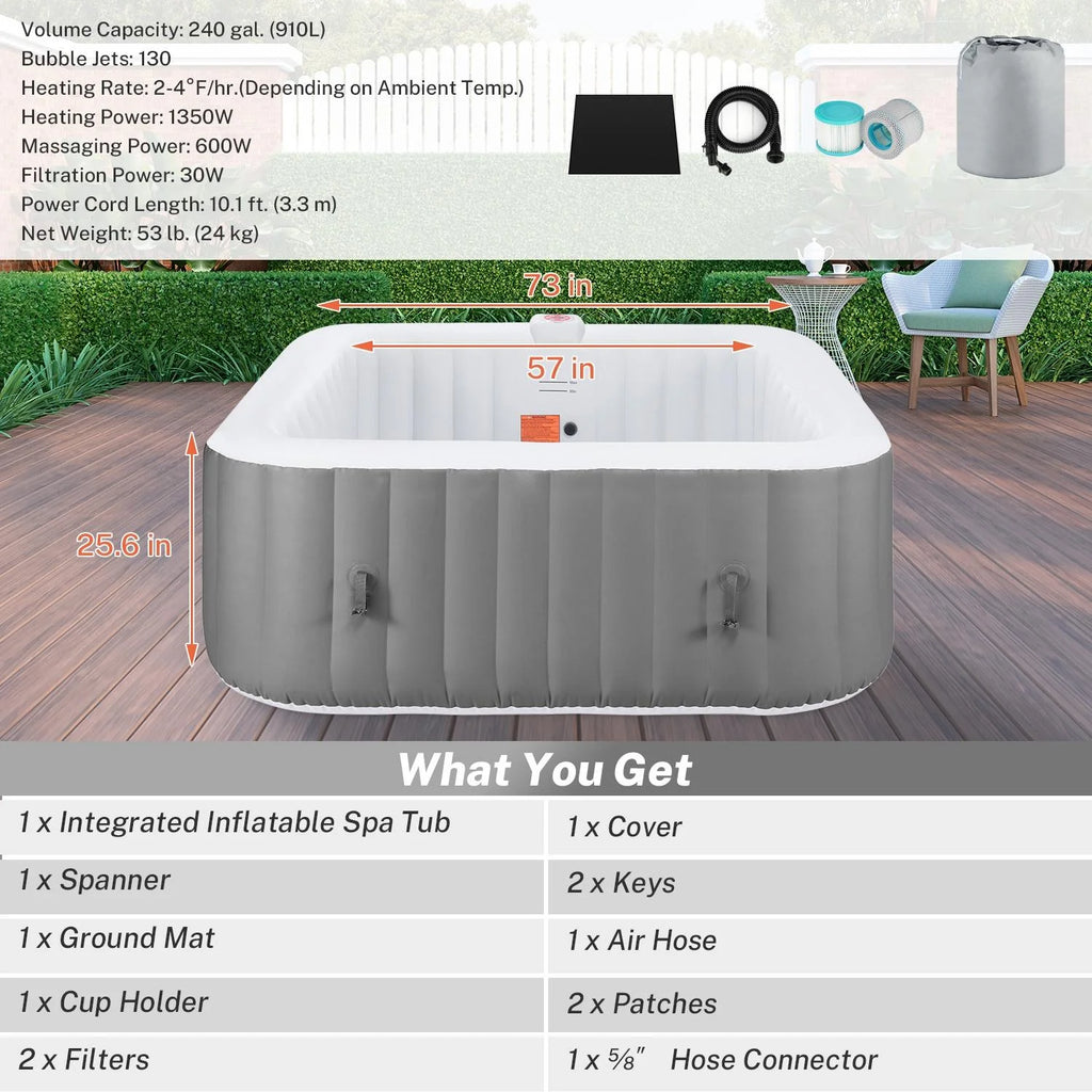 Inflatable Hot Tub with Lockable Cover Z90418