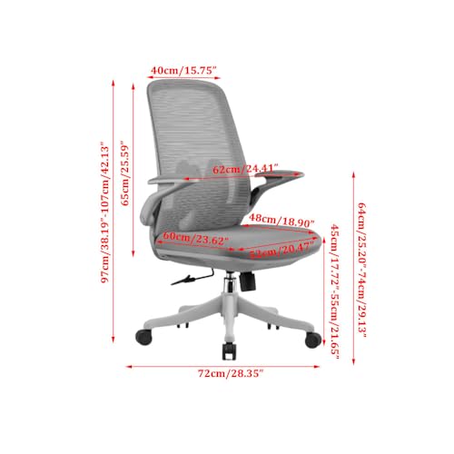 Gray Adjustable Height Mesh Office Chair with Wheels Y73535