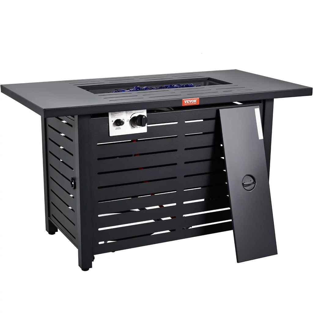 43" Outdoor Propane Gas Fire Pit Table with Glass Tabletop & lid S293104