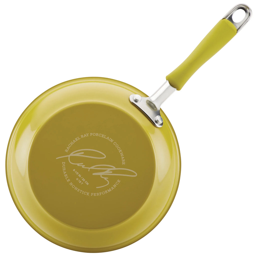 12 Piece Hard Porcelain Enamel Nonstick Pots and Pans, Lemongrass Green C816