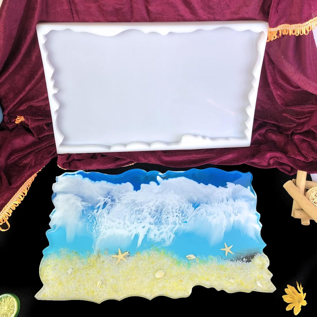 Large Irregular Rectangle Silicone Mold, Blue, approx. 46x28.8x2.5cm T747
