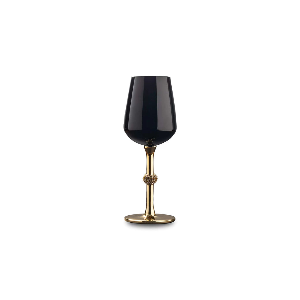 Black and Gold Wine Glasses, 11 Ounce, Set of Six Y166