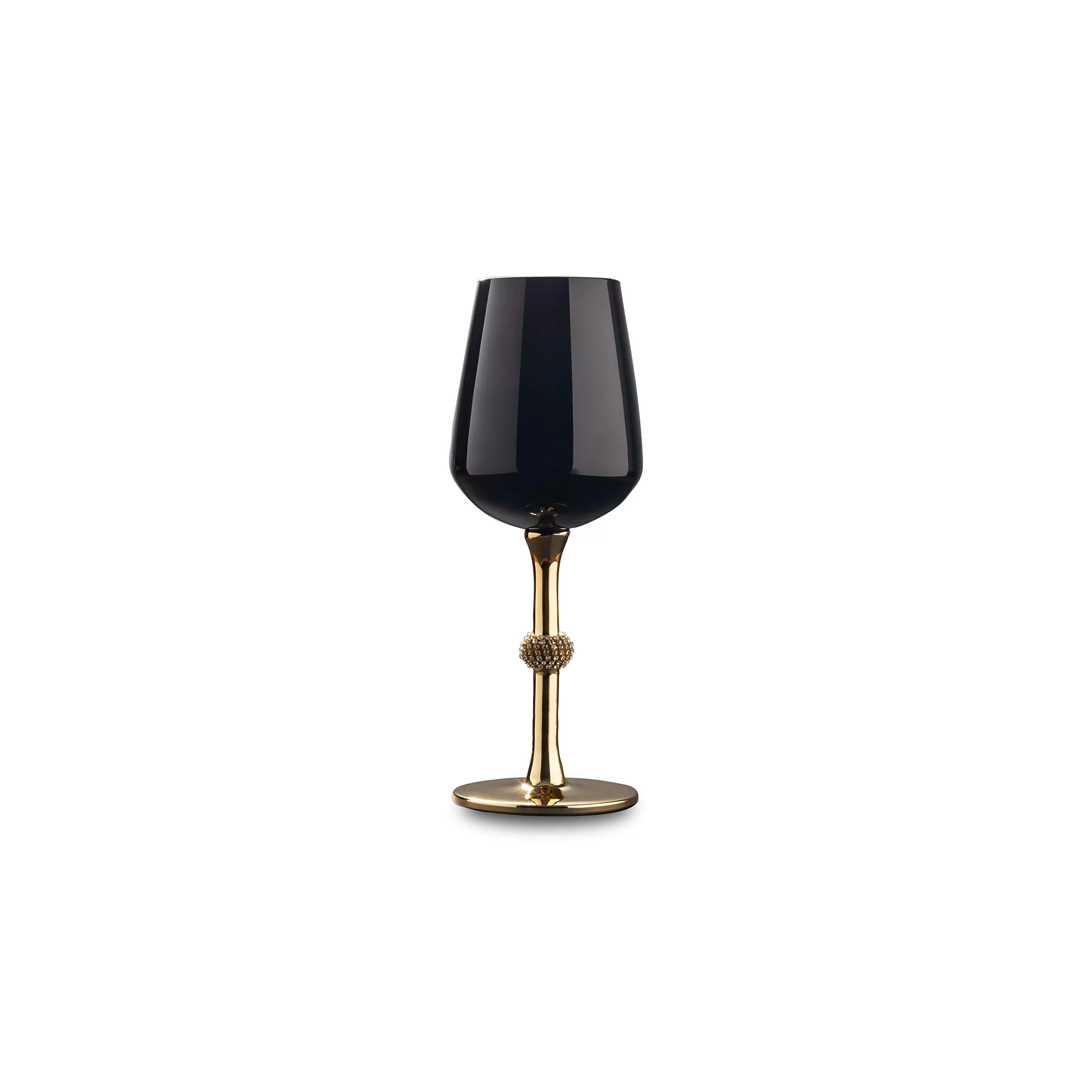 Black and Gold Wine Glasses, 11 Ounce, Set of Six Y166
