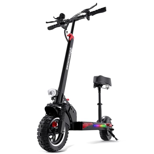 Electric Scooter with 800W Motor, 10'' Solid Tires, Seat & Dual Braking D257485