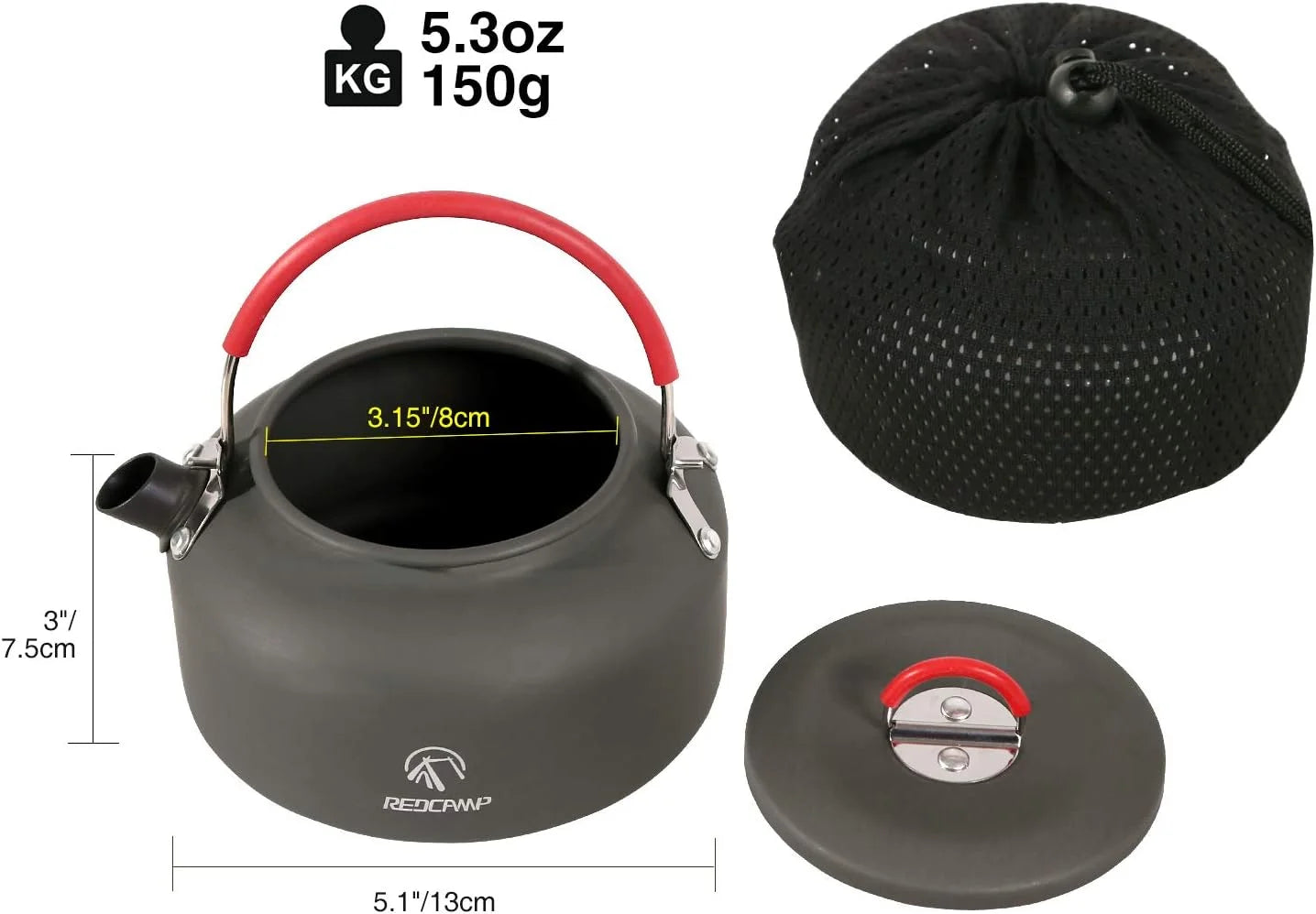 0.8L Small Camping Kettle with Carrying Bag H991568