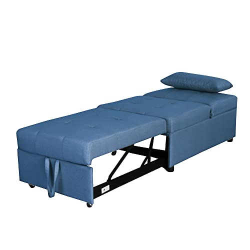 Blue Linen Fabric Fold Sofa Bed R6634