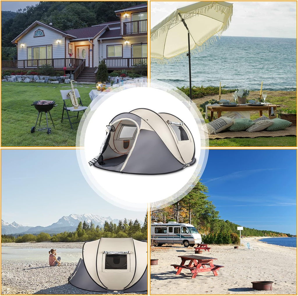 4 Person Pop Up Waterproof Camping Tent with 2 Doors V801991