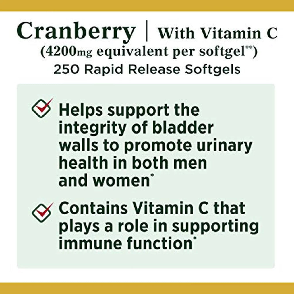 250 Softgels Cranberry Pills with Vitamin C O3758