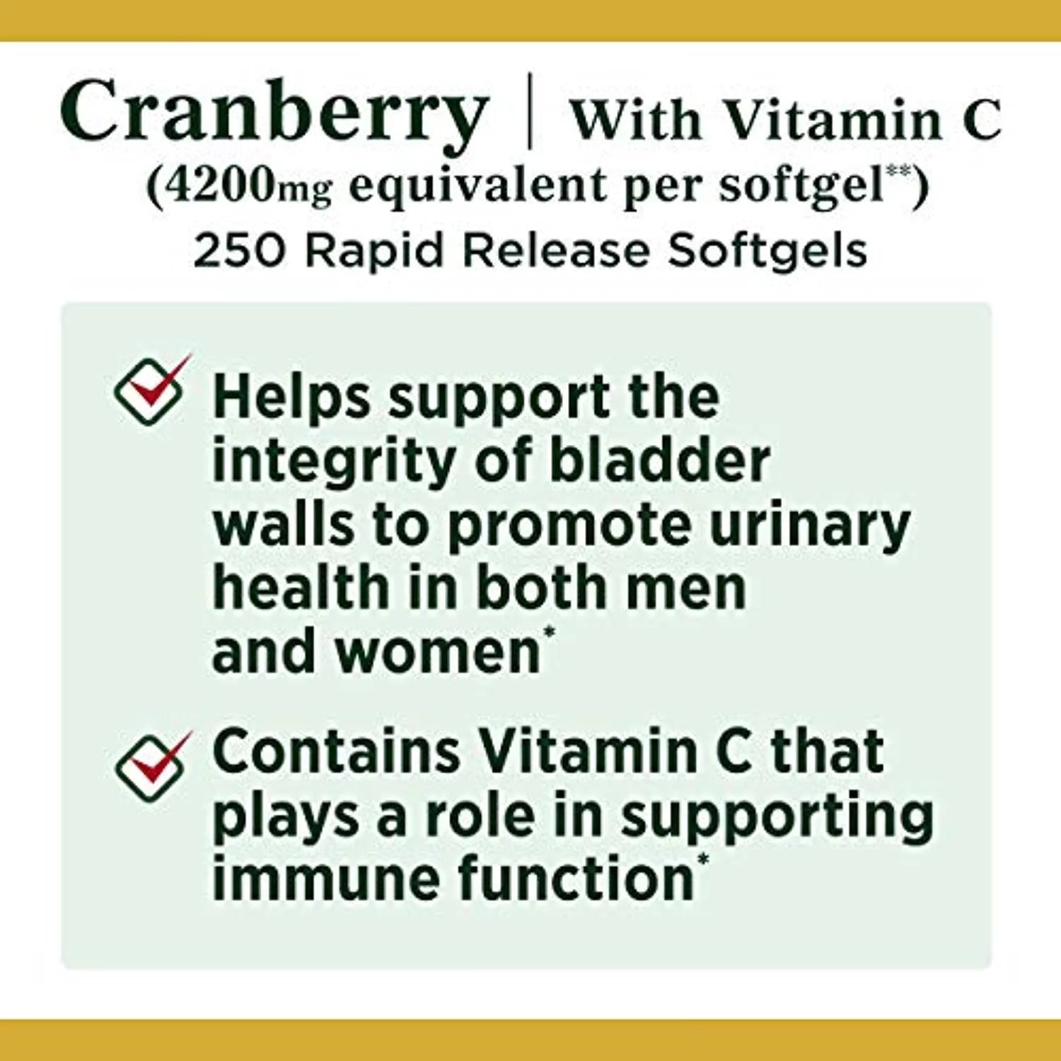 250 Softgels Cranberry Pills with Vitamin C O3758