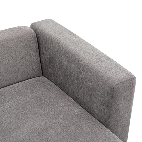 L Shape Curved Sofa with Extra Chaise Lounge, Chenille Upholstery Deep Seat Sectional Couch A831