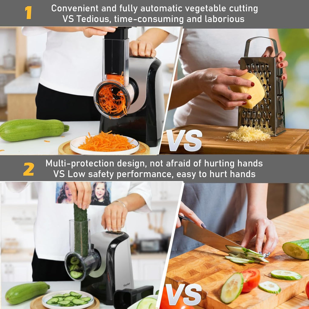 Electric Cheese Grater 5 in 1 Professional Electric Shredder Vegetable Slicer 150W One-Touch Control Salad Maker Y174375