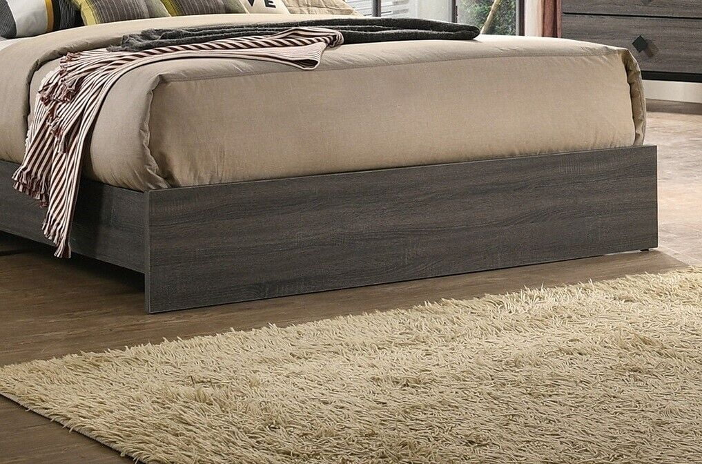 Gray Queen Size Wooden Bedframe with 2 Nightstands 3pc Furniture Set I343996