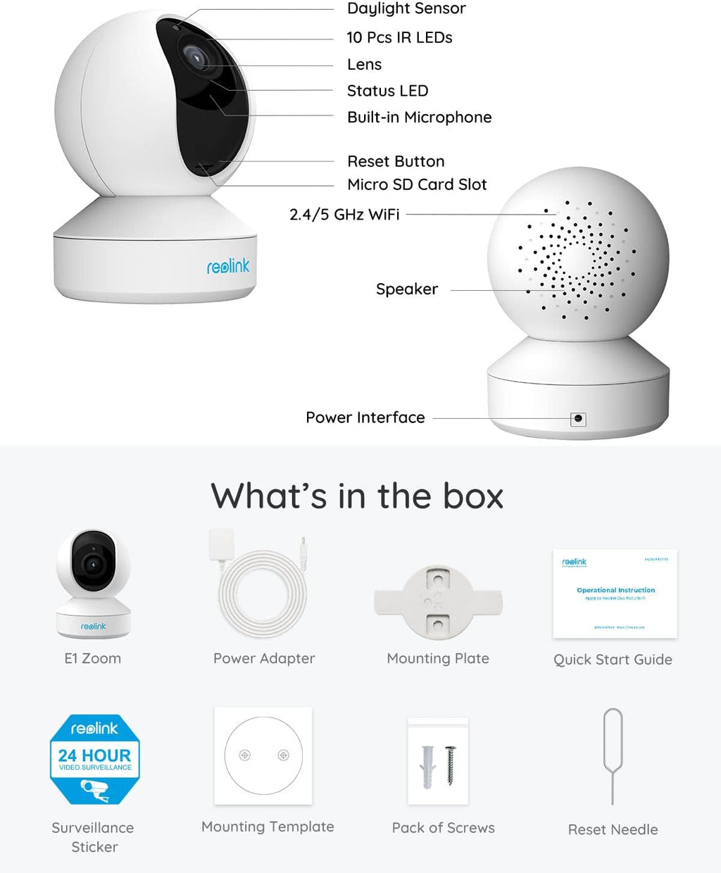 5MP Pan Tilt Zoom WiFi Security Camera A682681