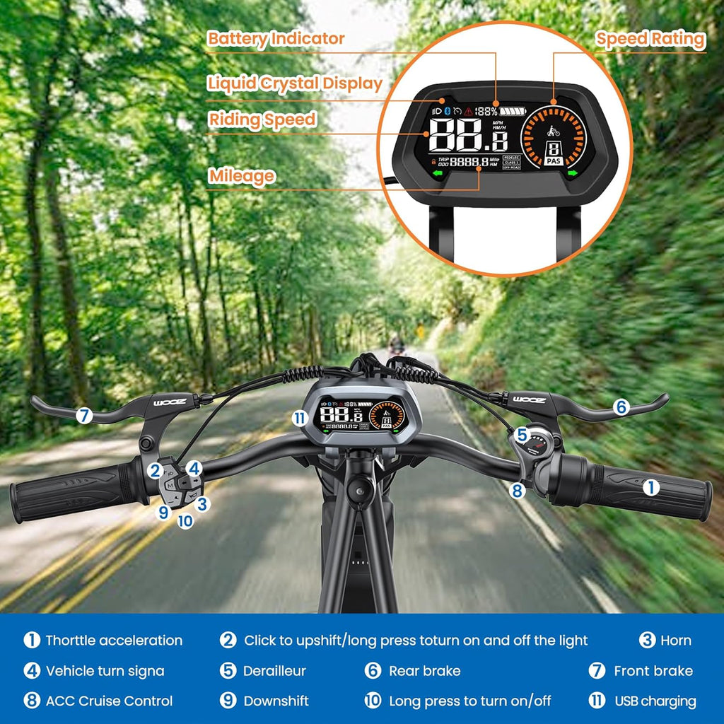 20" Fat Tire 48V 15.6AH Removable Battery Electric Bike T21318