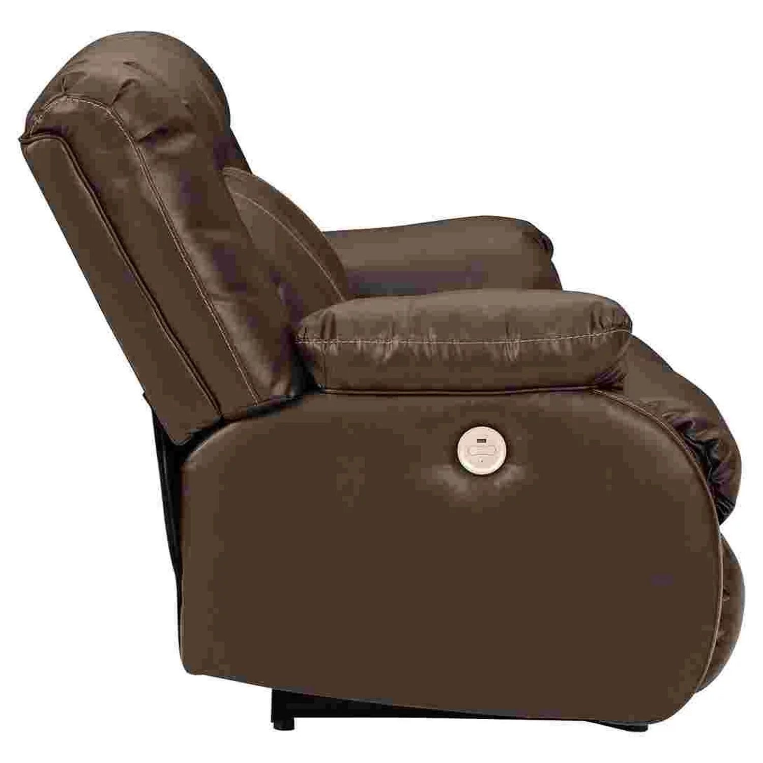 Brown Faux Leather Power Recliner Loveseat W513