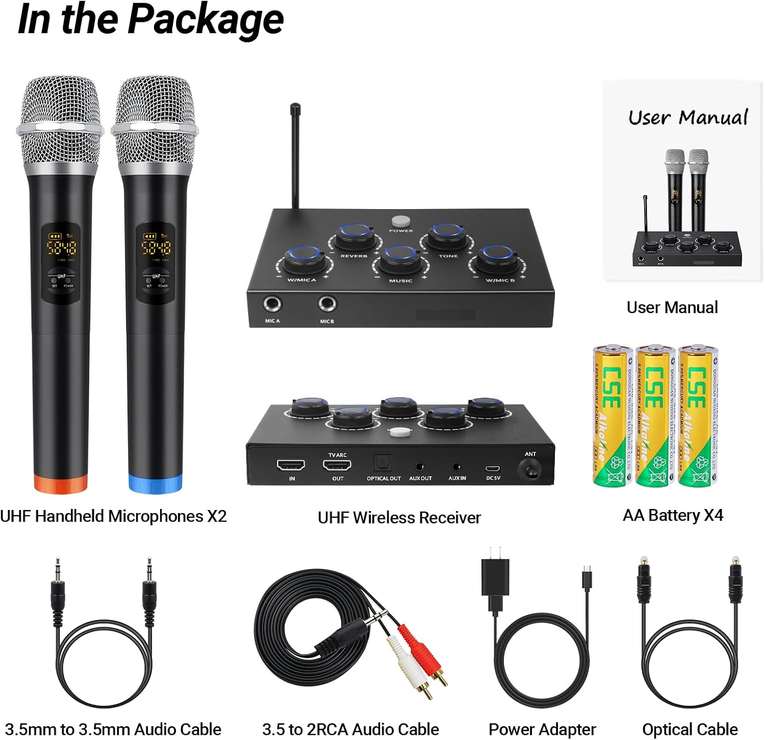 Wireless Karaoke Microphone System with 16 Channels UHF Microphone A5774