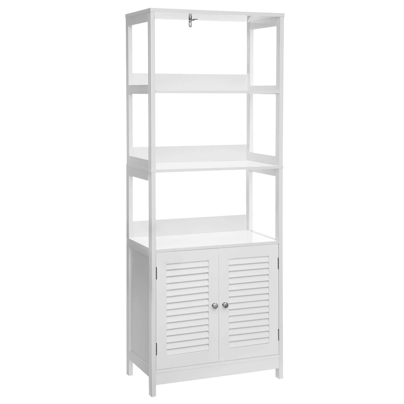 Matte White Freestanding Tall Storage Cabinet E124476