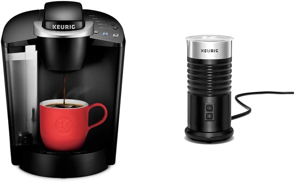 Single Serve Programmable Coffee Maker, 6 to 10 oz. Brew Sizes, Black & Standalone Frother, Hot and Cold Frothing, 6 Oz, Black R701386
