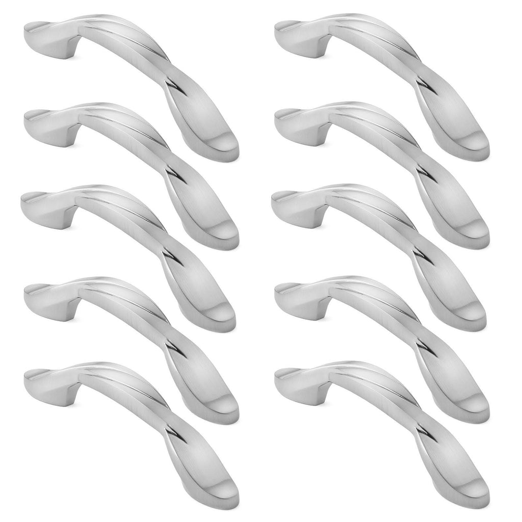 25 Pack Solid Braided Kitchen Cabinet Pulls Handles (3x22 Hole Centers) Satin Nickel Y142
