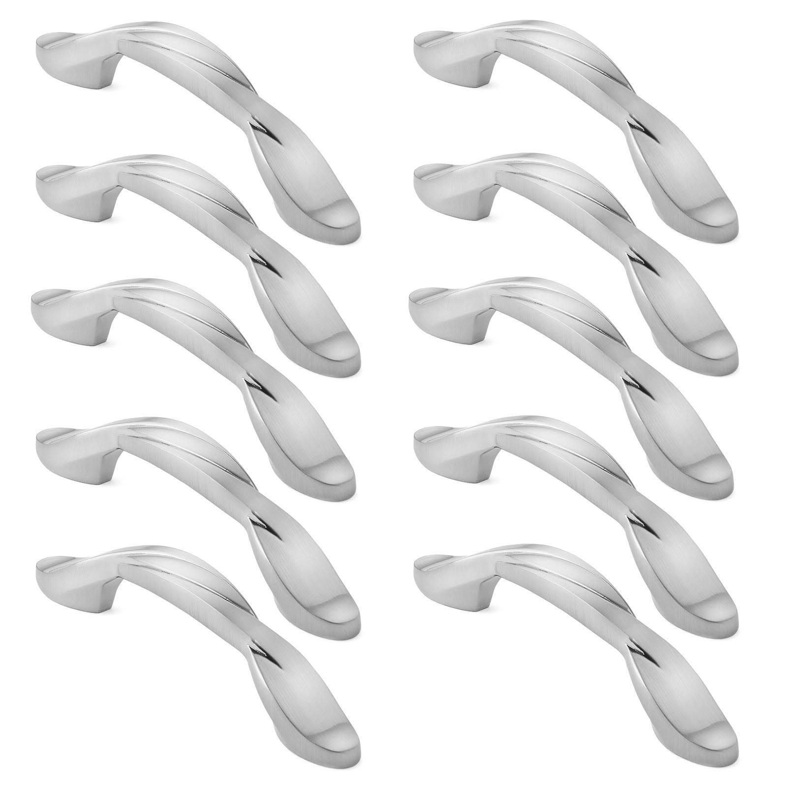 25 Pack Solid Braided Kitchen Cabinet Pulls Handles (3x22 Hole Centers) Satin Nickel Y142