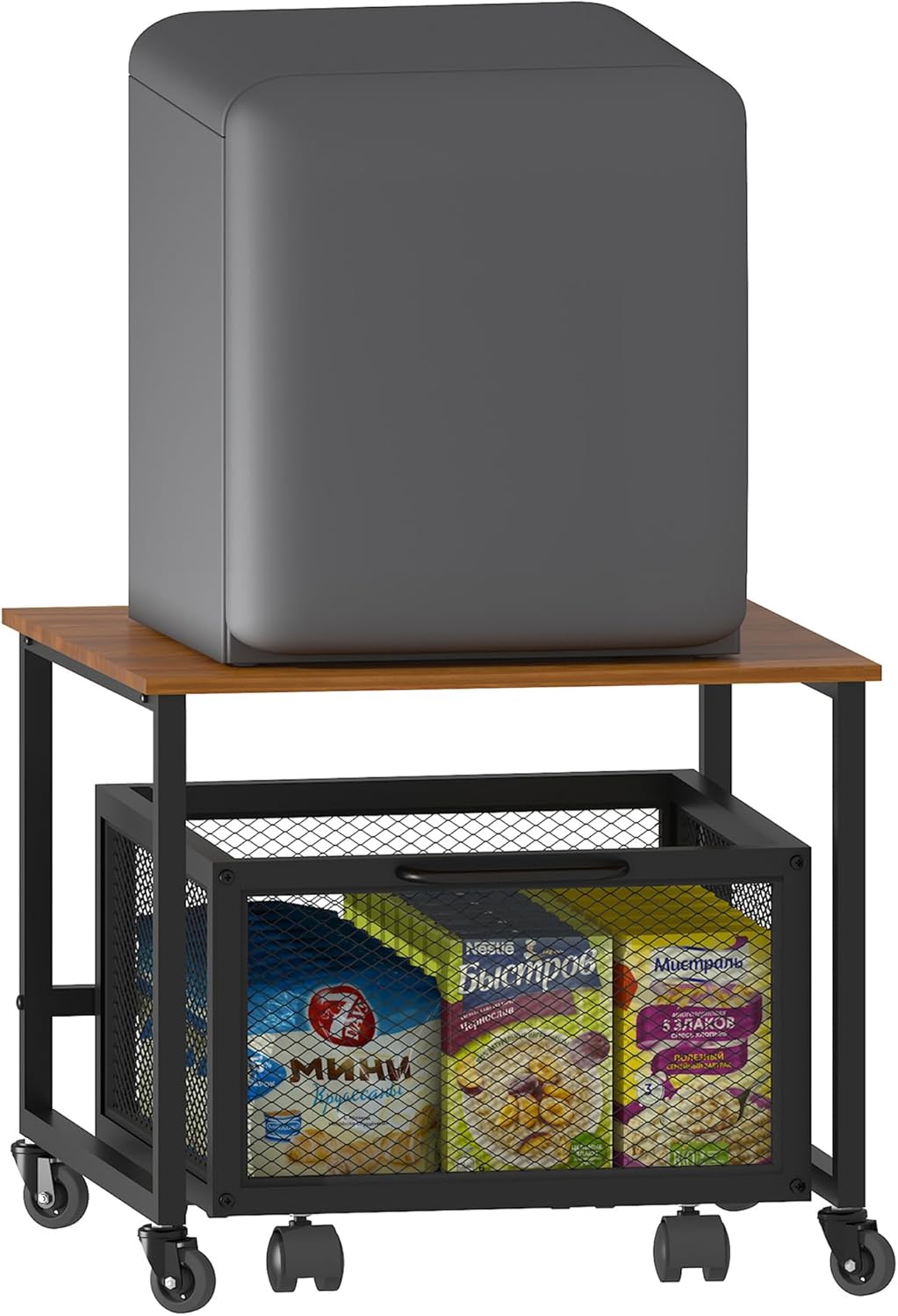 Mini Fridge Stand with Metal Basket Drawers R715163
