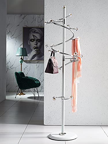 White Double Ball 4.5cm Stainless Steel Coat Rack W769421