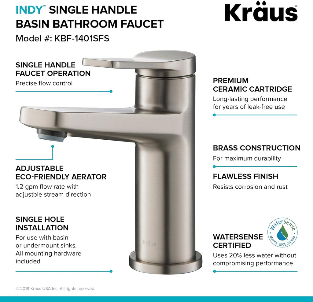 Single Handle Basin Bathroom Faucet in Spot Free Stainless Steel Q217