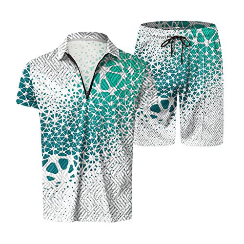 Mens Printed Short Sleeve 2 Piece Outfits Sets W632550