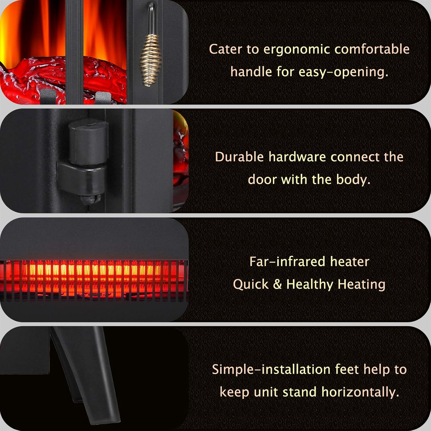 3D Infrared Electric Fireplace Stove, Freestanding Fireplace Heater, 1000W/1500W (16 Inch) Z3866