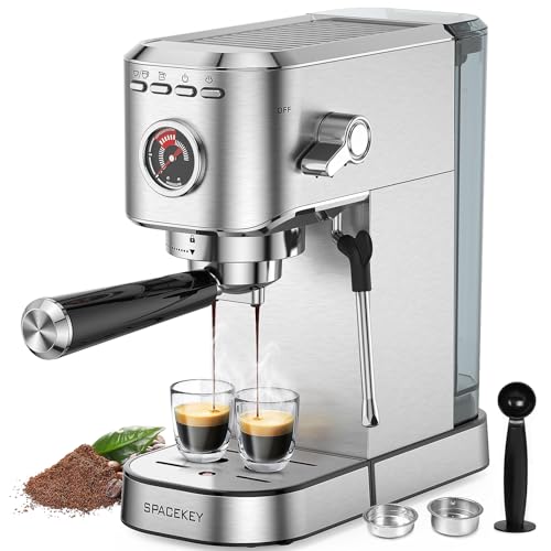 Compact Stainless Steel Espresso Machine with Milk Frother H668918