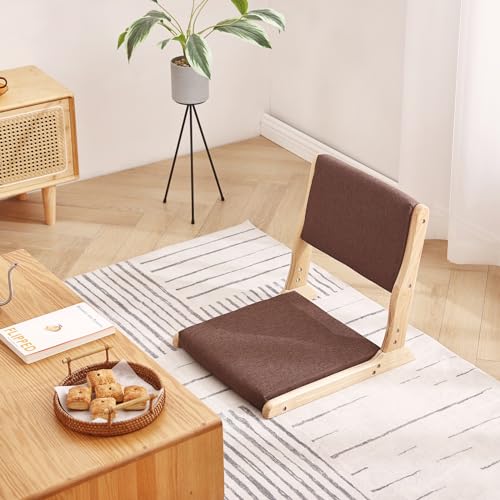 Foldable Floor Chair with Cushion, Wood Grey T848596