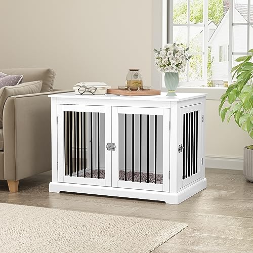 White Dog Crate Furniture with Cushion M973