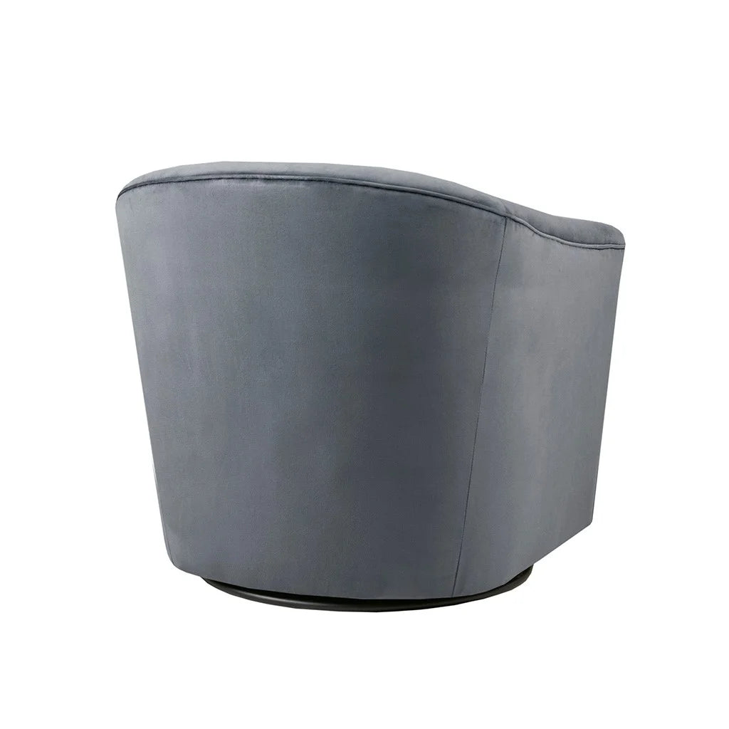 Grey Velvet Barrel Swivel Chair L709