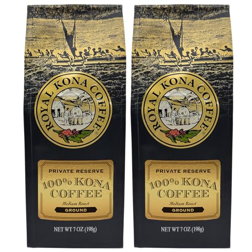 2-PACK 100% Hawaiian Kona Coffee Medium Roast Ground - 7 Ounce Bags (Pack of Two) V45663