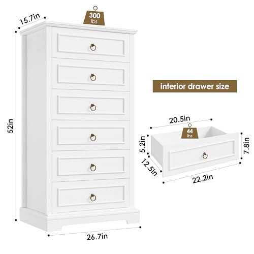 6 Drawer Tall Wood Dresser Z403