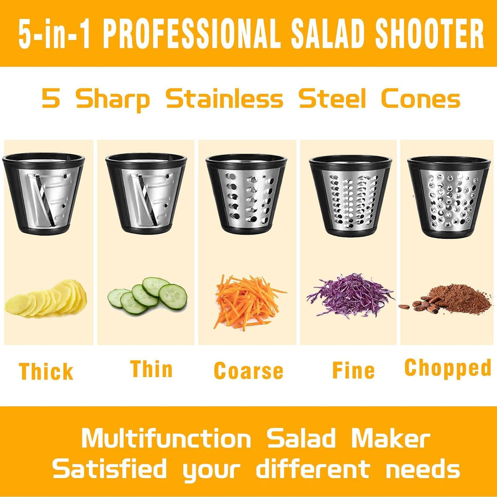 Electric Cheese Grater 5 in 1 Professional Electric Shredder Vegetable Slicer 150W One-Touch Control Salad Maker Y174375