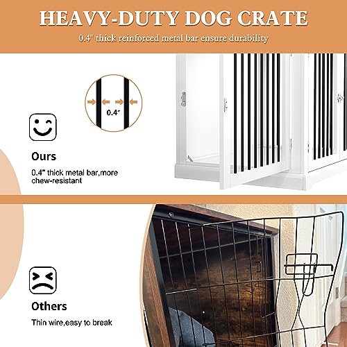 White Dog Crate Furniture with Cushion M973