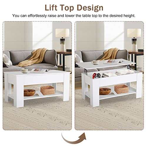 Black Wooden Lift Top Coffee Table with Storage Shelf K89758