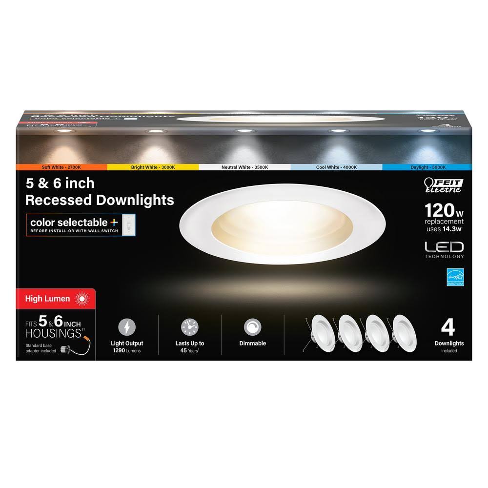 5 in./6 in. 120-Watt Equivalent Selectable CCT Integrated LED Retrofit White Recessed Light Trim Downlight V2252