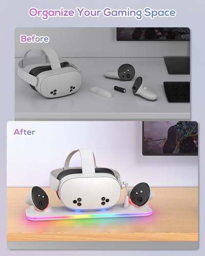 Charging Station for Meta Quest 3S/3 with RGB Light and 2 Rechargeable Batteries W3565