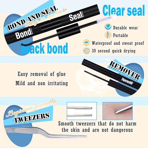 320pcs Individual Lashes D Curl Eyelash Extension Kit with Bond and Seal and Tweezers Y94682
