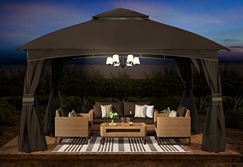 8x8 Outdoor Gazebo with Mosquito Netting Dark Gray J4597