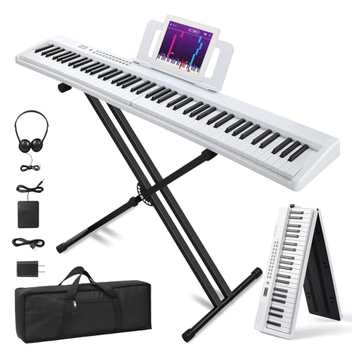 88 Keys Weighted Digital Piano with Stand, Bag, Pedal, Headphones R2422