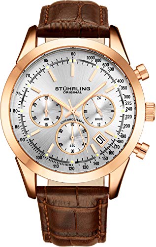 Chronograph Analog Leather Strap Dress Watch O7128